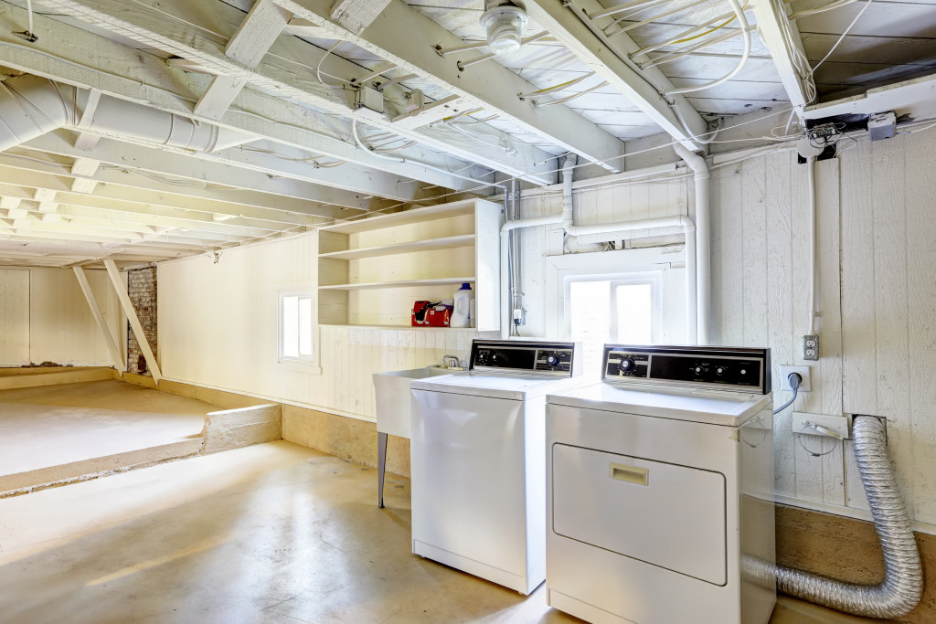 spacious basement with laundry