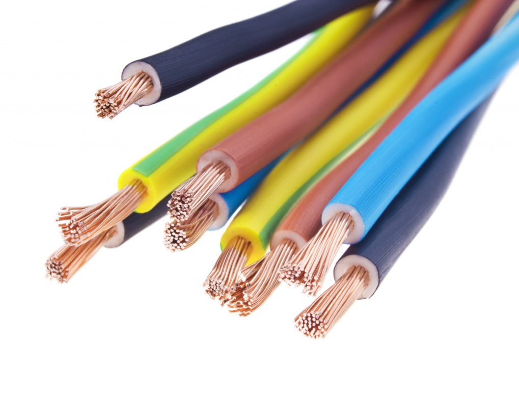 An image of electrical wires on white background