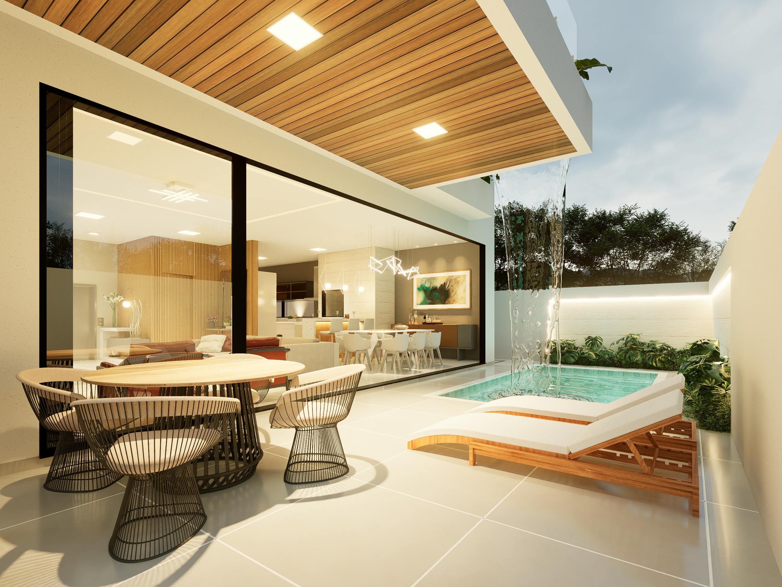 modern poolside patio